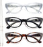 EYEURL Cat Eye Reading Glasses for Women - Blue Light Blocking 3 Pack Ladies Fashion Readers with Flexible Spring Hinges, Anti-Glare&UV Rays +1.50 Eyeglasses, Brown/Green/Purple