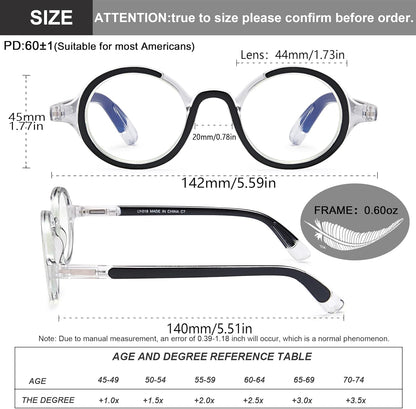 Blue Light Blocking Retro Round Readers for Men & Women – Anti Eye Strain Computer Glasses with Durable Spring Hinges and Trendy Color Frames