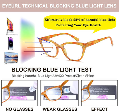 EYEURL Cat Eye Reading Glasses for Women Fashion Blue Light Blocking Glasses Colorful Computer Readers for Women