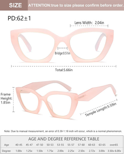 EYEURL Cat Eye Reading Glasses for Women Oversized Blue Light Blocking Readers Fashion Oprah Style Eyeglasses