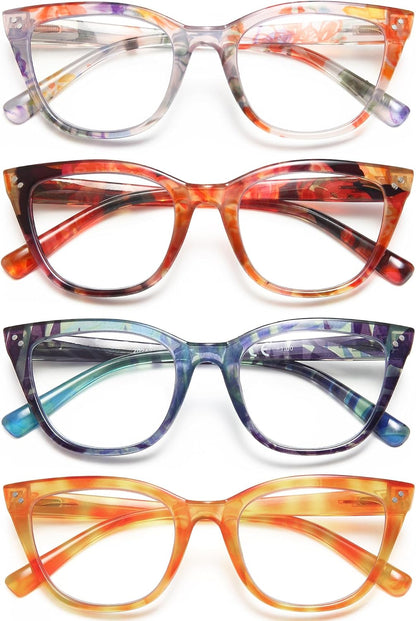 EYEURL Cat Eye Reading Glasses for Women Fashion Blue Light Blocking Glasses Colorful Computer Readers for Women