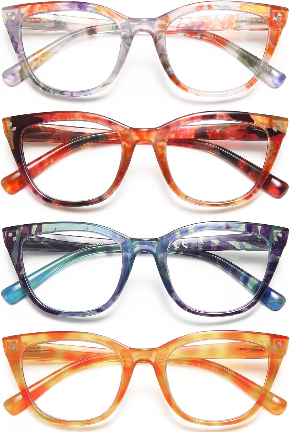 EYEURL Cat Eye Reading Glasses for Women Fashion Blue Light Blocking Glasses Colorful Computer Readers for Women