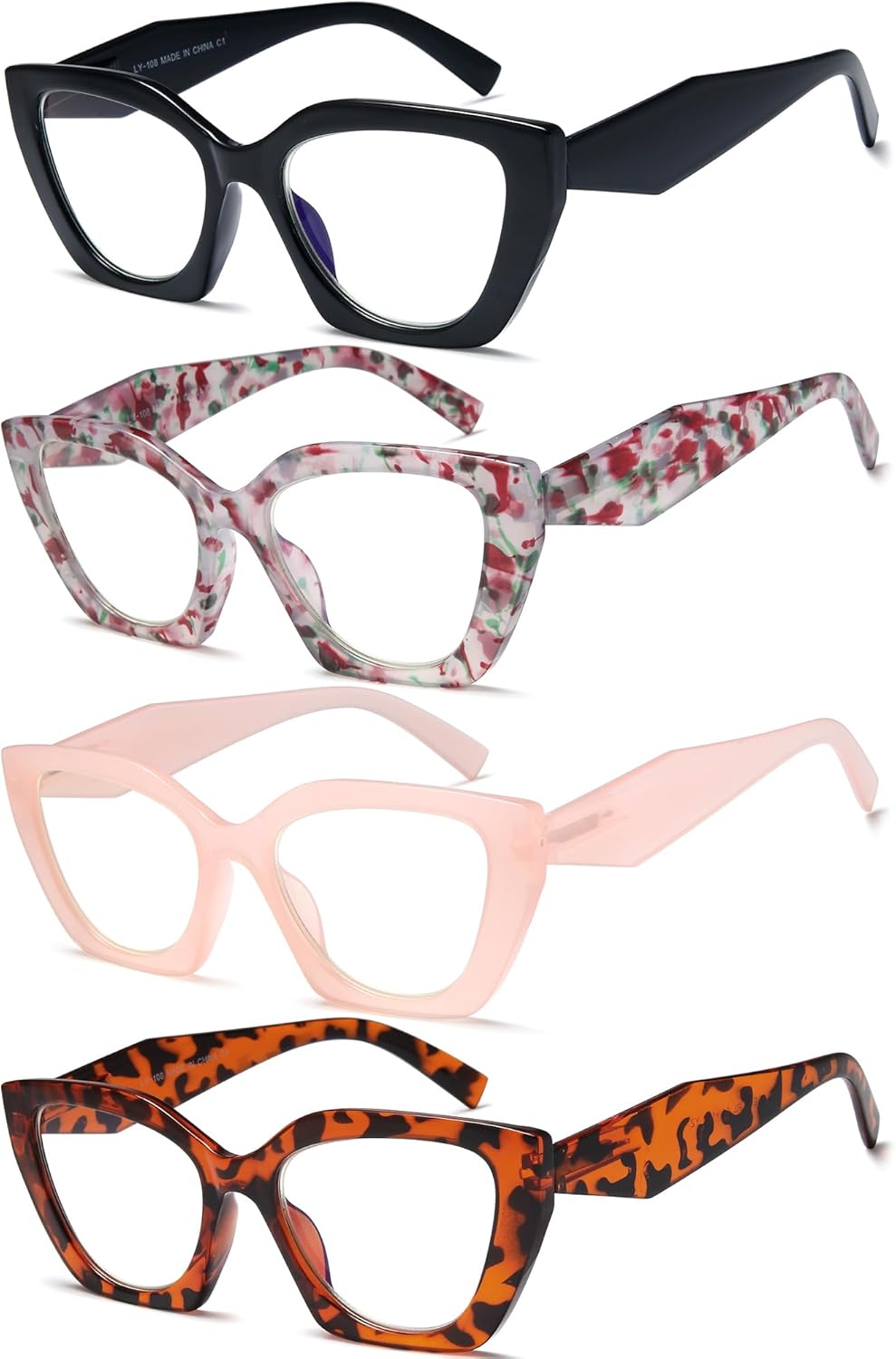 EYEURL Cat Eye Reading Glasses for Women Oversized Blue Light Blocking Readers Fashion Oprah Style Eyeglasses