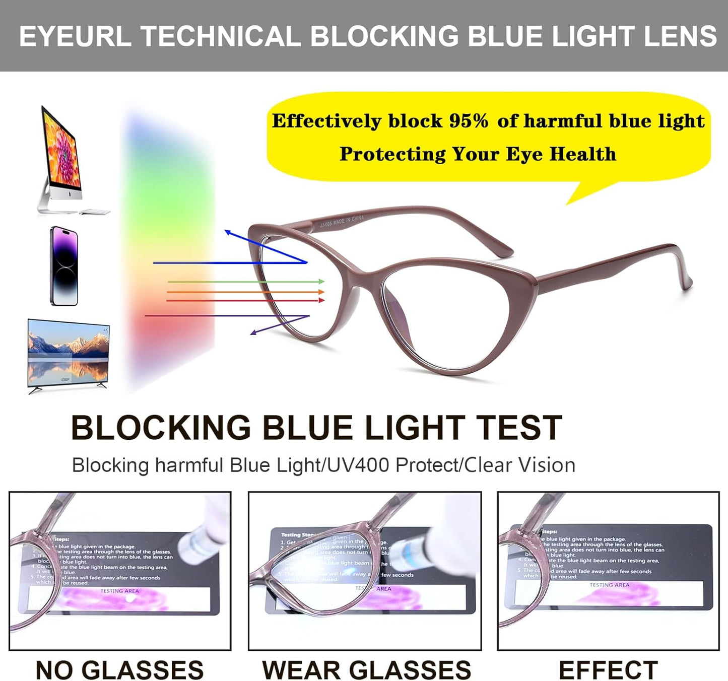 EYEURL Cat Eye Reading Glasses for Women – 2 Pack Stylish Blue Light Blocking Readers with Spring Hinge, Anti Glare & UV Protection