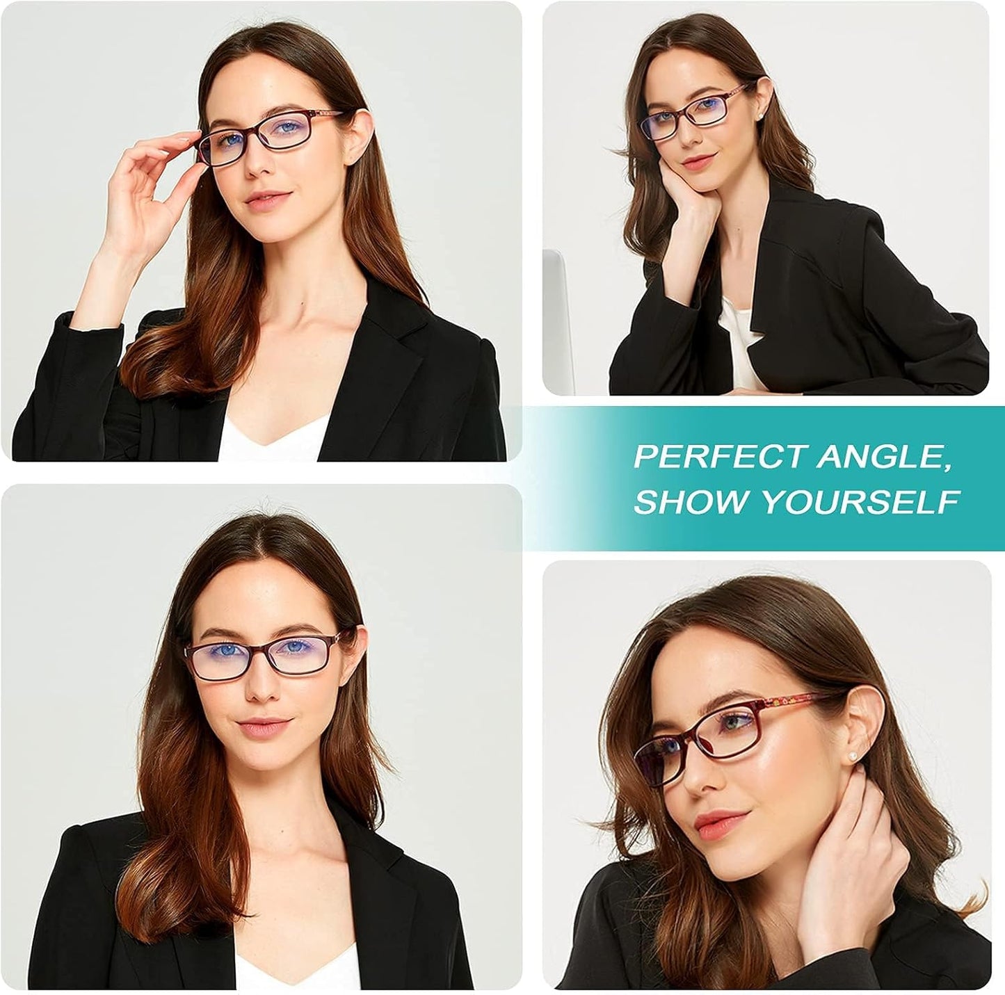EYEURL Blue Light Blocking Glasses For Womens - 2 Pairs Lightweight Blue Screen Computer Eyeglasses Anti Glare Glasses
