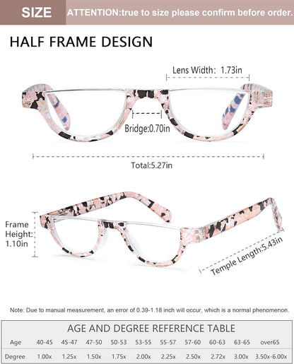 EYEURL Half Frame Reading Glasses for Women-4 Pack Blue Light Glasses Fashion Computer Readers for Women Anti UV Ray Eyeglasses with Spring Hinges