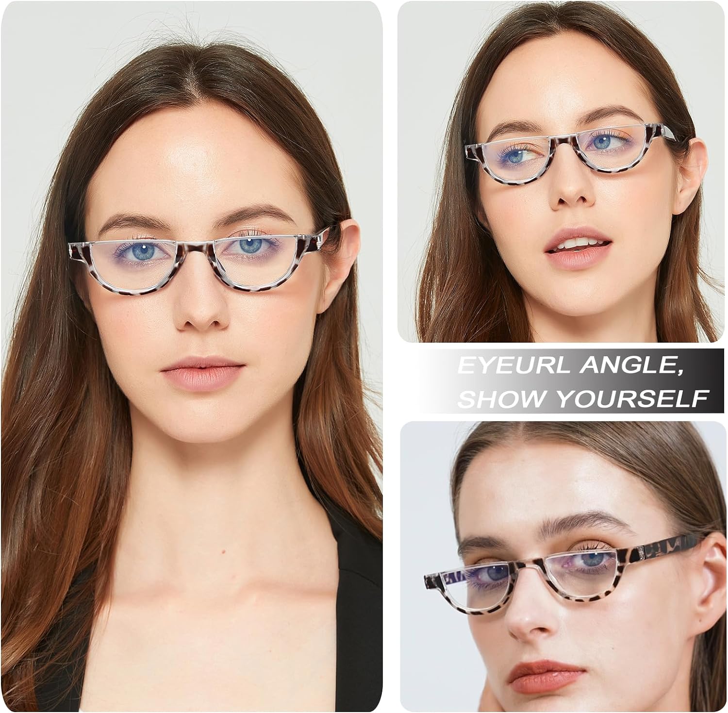 EYEURL Half Frame Reading Glasses women-4 Pack Blue Light Blocking Glasses Fashion Rimless Computer Readers for women/men