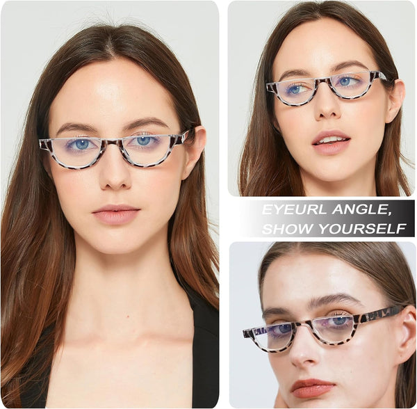EYEURL Half Frame Reading Glasses women-4 Pack Blue Light Blocking Glasses Fashion Rimless Computer Readers for women/men