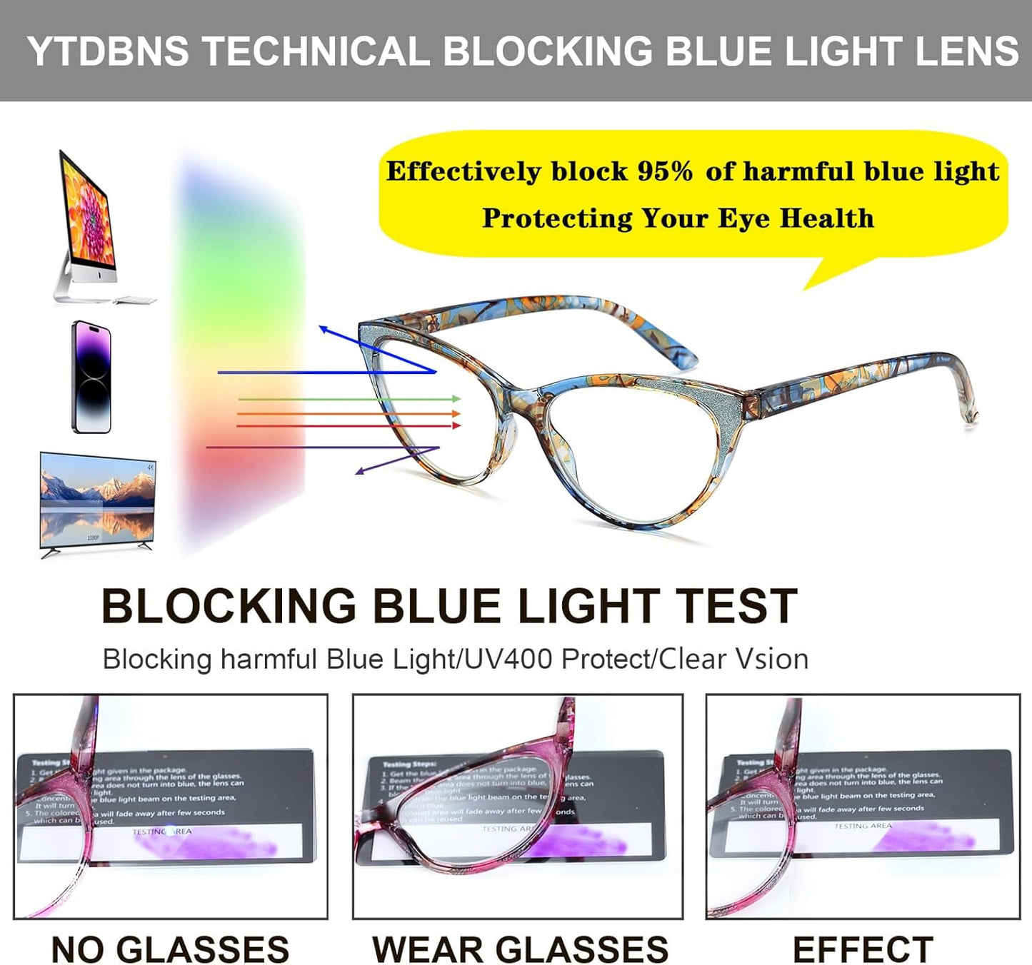 Blue Light Blocking Cat Eye Readers for Women – Computer Eyeglasses with Glitter Frame, Anti Glare Cheaters for All Face Shapes