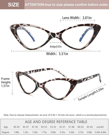 EYEURL 4-Pack Cat Eye Reading Glasses for Women – Blue Light Blocking Readers with Spring Hinges, Anti-Glare & UV Protection
