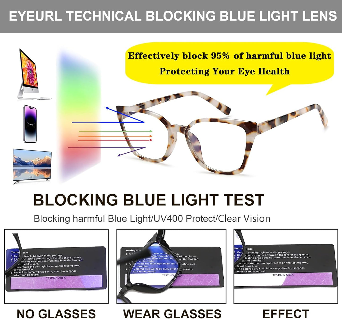 Stylish EYEURL 5-Pack Cat Eye Reading Glasses for Women – Blue Light Blocking Reading Glasses with Fashion Square Frames & Comfortable Spring Hinges