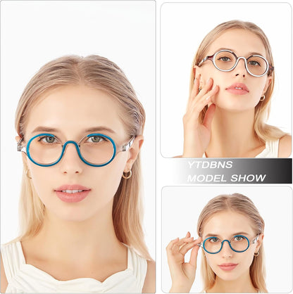 Unisex Retro Round Reading Glasses – Fashion Color Frame Blue Light Blocking Readers, Spring Hinges for Comfort and Eye Protection