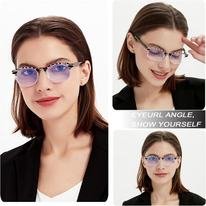 EYEURL Blue Light Blocking Round Reading Glasses for Women – 4 Pack Vintage Style Readers, Comfortable Computer Eyeglasses with Clear Vision