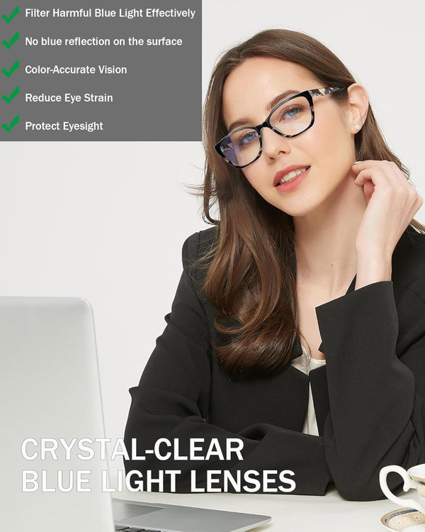 EYEURL 4 Pack Reading Glasses for Wome Oprah Cat Eye Reading Glasses Men Blue Light Glasses Readers for Women