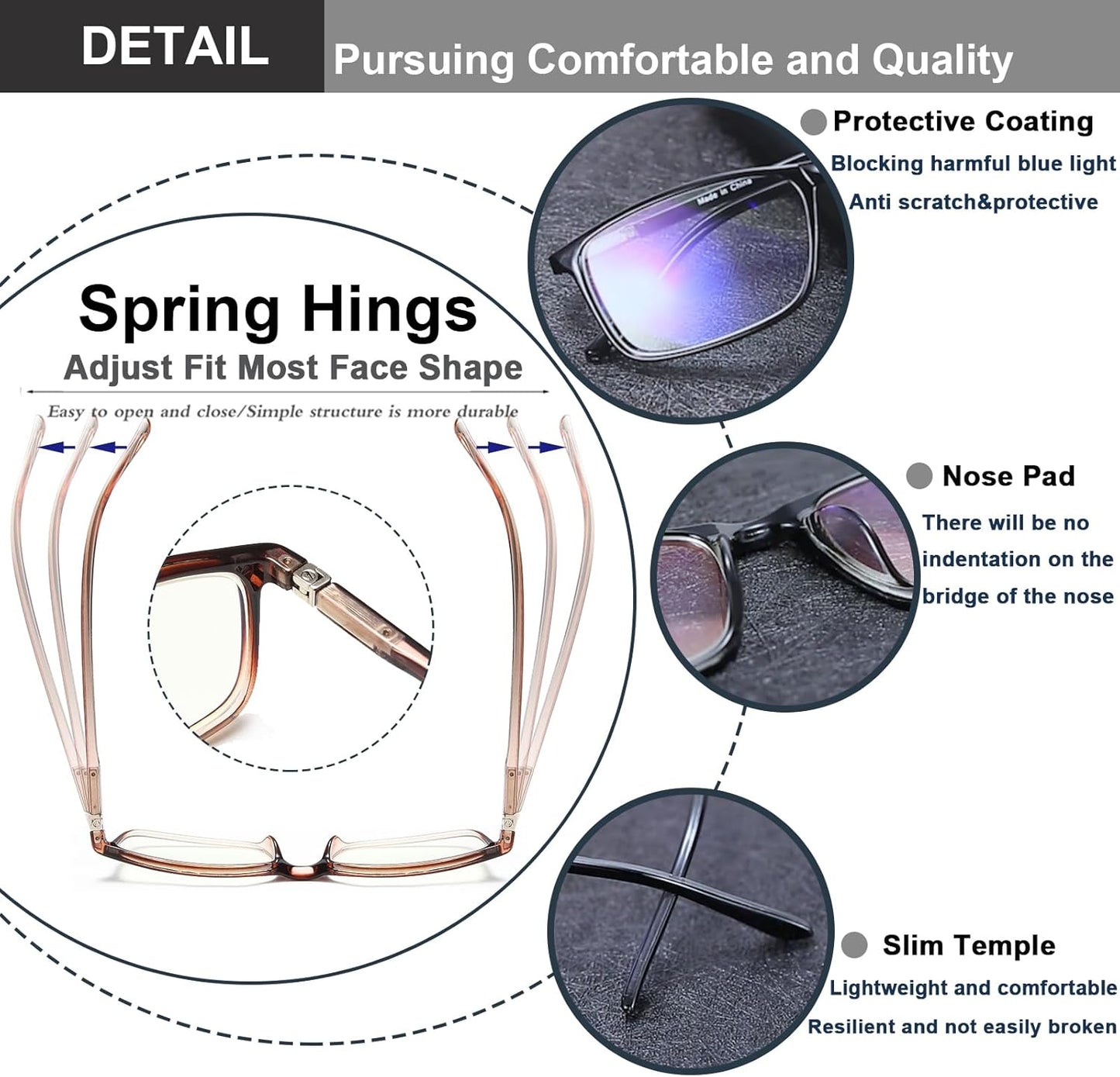 Comfort Fit Professional Reading Glasses – Blue Light Blocking Computer Readers for Men and Women, Spring Hinges & Eye Protection