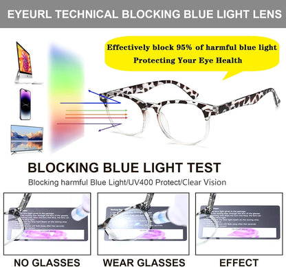 EYEURL Blue Light Blocking Round Reading Glasses for Women – 4 Pack Vintage Style Readers, Comfortable Computer Eyeglasses with Clear Vision