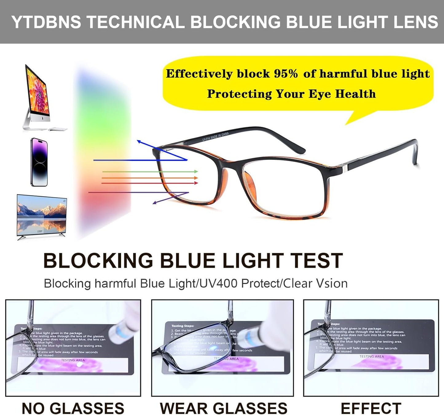 Professional Reading Glasses for Men and Women – Blue Light Blocking Computer Readers with Spring Hinges, Anti Glare & UV Protection