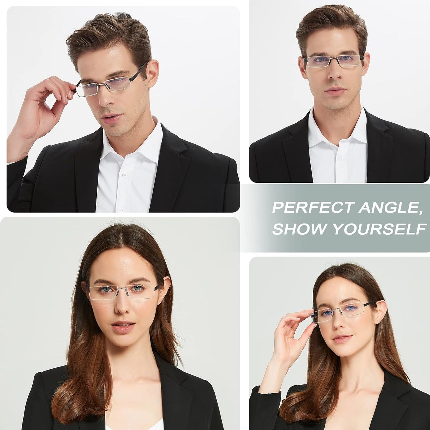 EYEURL Reading Glasses Half-Rim Computer Readers for Men and Women +0.0 Blue Light Blocking Thin Optics Eyeglass