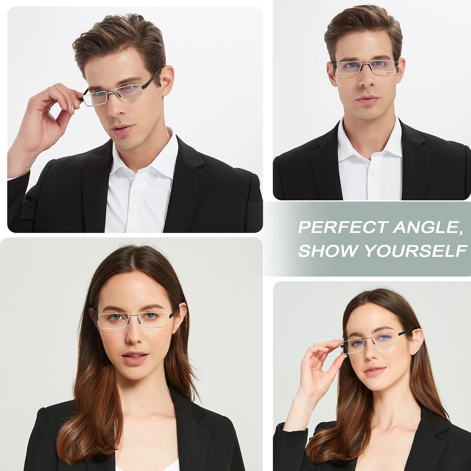 EYEURL Reading Glasses Half-Rim Computer Readers for Men and Women +0.0 Blue Light Blocking Thin Optics Eyeglass