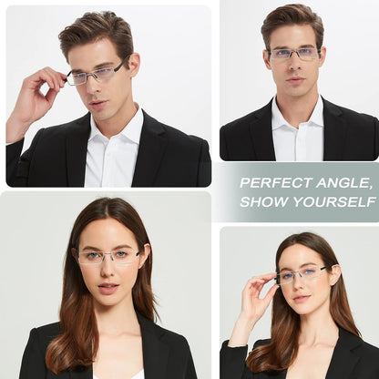 EYEURL Reading Glasses Half-Rim Computer Readers for Men and Women +0.0 Blue Light Blocking Thin Optics Eyeglass