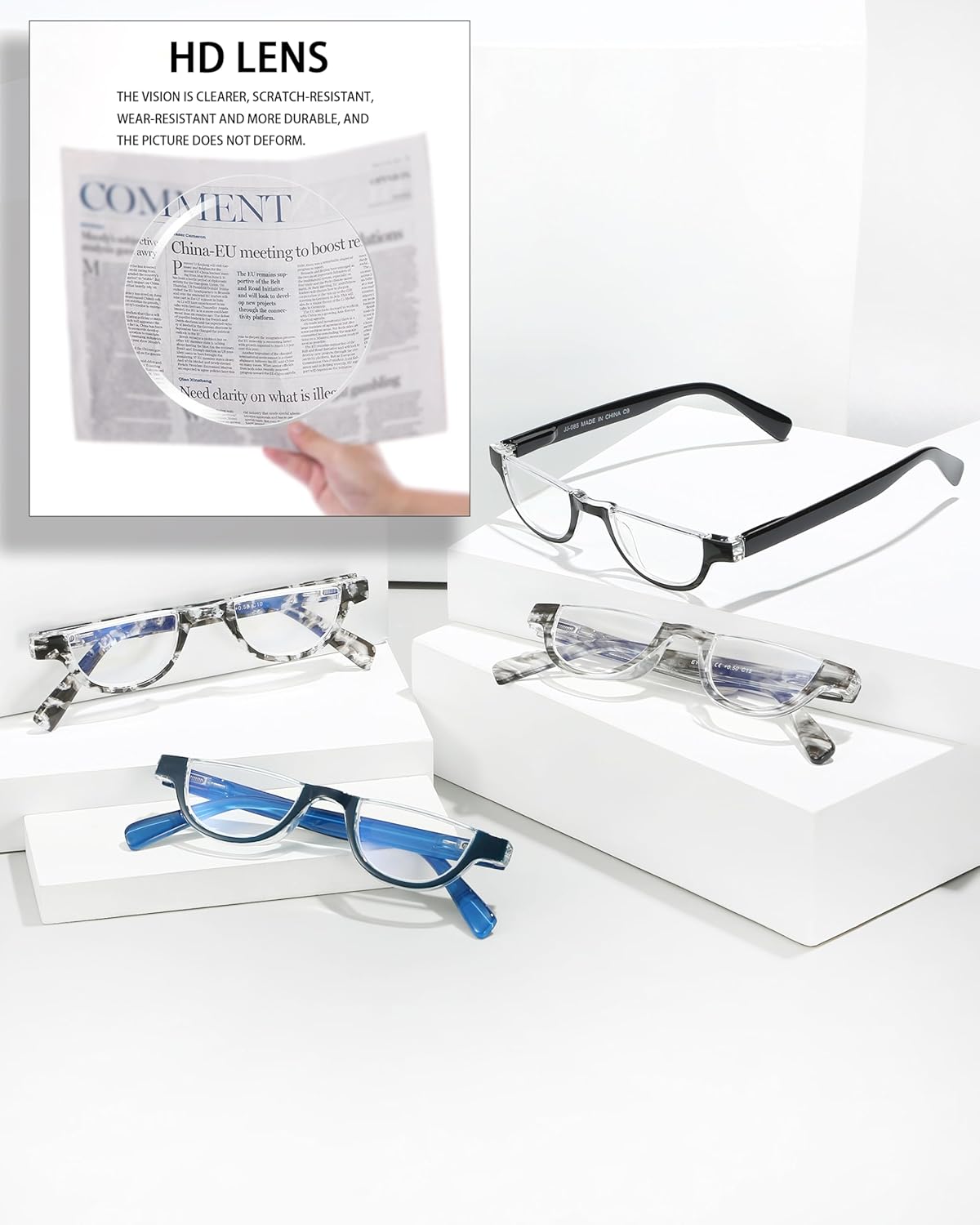 EYEURL Half Frame Reading Glasses for Women-4 Pack Blue Light Glasses Fashion Computer Readers for Women Anti UV Ray Eyeglasses with Spring Hinges