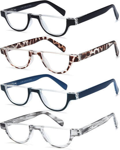 EYEURL Half Frame Reading Glasses for Women-4 Pack Blue Light Glasses Fashion Computer Readers for Women Anti UV Ray Eyeglasses with Spring Hinges