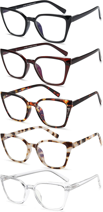 Stylish EYEURL 5-Pack Cat Eye Reading Glasses for Women – Blue Light Blocking Reading Glasses with Fashion Square Frames & Comfortable Spring Hinges