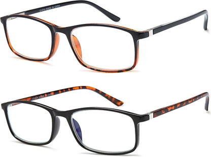Professional Reading Glasses for Men and Women – Blue Light Blocking Computer Readers with Spring Hinges, Anti Glare & UV Protection
