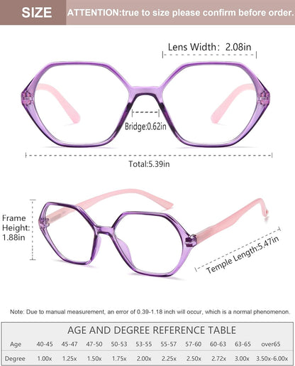 EYEURL Diamond Shaped Reading Glasses for Women – 4 Pack Blue Light Blocking Vintage Computer Readers with Spring Hinges, Anti-Glare Lightweight Eyewear