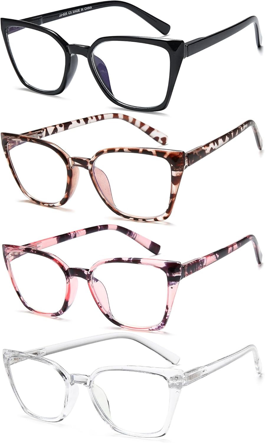 EYEURL 4-Pack Cat Eye Reading Glasses for Women – Fashion Blue Light Blocking Readers, Ladies Computer Eyeglasses