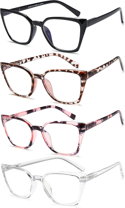 EYEURL 4-Pack Cat Eye Reading Glasses for Women – Fashion Blue Light Blocking Readers, Ladies Computer Eyeglasses