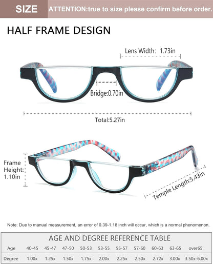 EYEURL Blue Light Blocking Reading Glasses for Women – 4 Pack Fashion Half Frame Computer Readers with Spring Hinges, Anti-UV Ray Eyewear for Work and Home