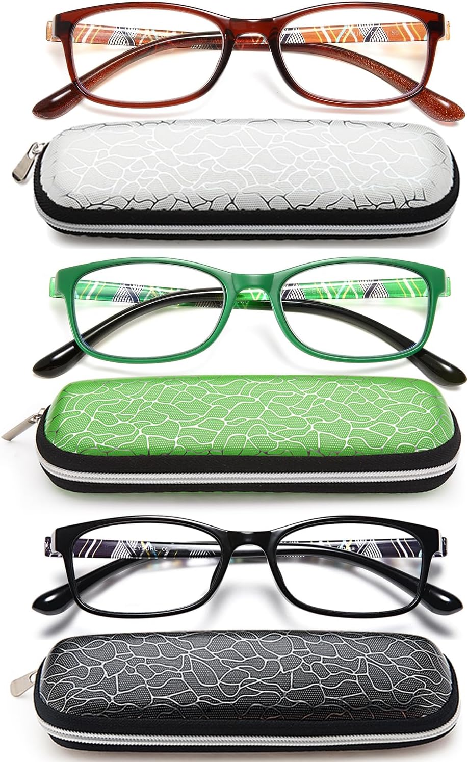 2-Pack Rectangle Readers for Men & Women – Black, Blue & White - product photo 8