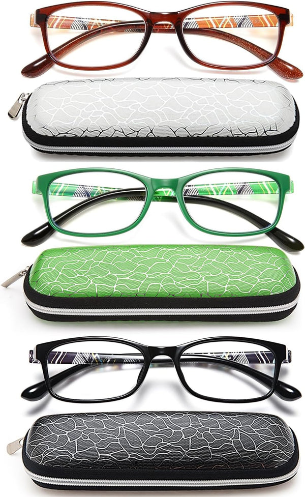 EYEURL Blue Light Blocking Men Women Reading Glasses 1.25 2 Pack of Computer Readers Lightweight TR90 Flexible Frame Rectangular Eyeglasses Anti Eyestrain UV Protection