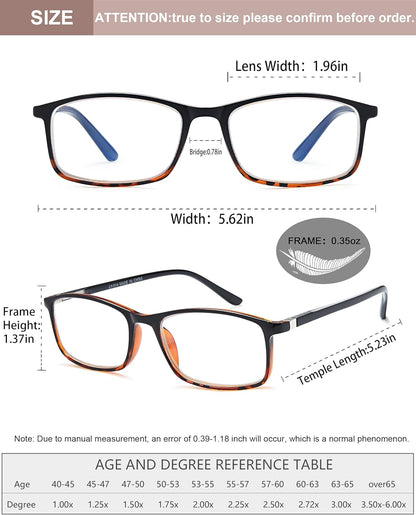 Stylish Professional Readers for Men and Women – Blue Light Blocking Computer Glasses with Spring Hinges for Eye Strain Relief