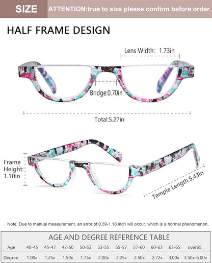 EYEURL Half Frame Reading Glasses for Women – 4 Pack Blue Light Blocking Computer Readers with Spring Hinges, Stylish Anti-UV Eyeglasses for Office and Daily Use