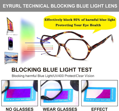 EYEURL 4-Pack Reading Glasses for Women Blue Light Blocking Reading Glasses Vintage Design Diamond-Shaped Frame Spring Hinge Readers for Women Men Anti Glare Filter Lightweight Eyeglasses,1.5