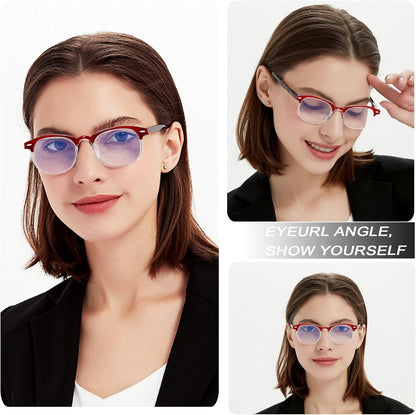 EYEURL Round Reading Glasses for Women – 4 Pack Stylish Blue Light Blocking Readers, Retro Round Computer Eyeglasses for Work and Home