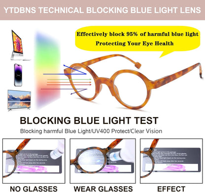 Retro Round Reading Glasses for Men/Women, Lightweight Vintage Readers with Spring Hinges