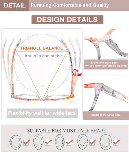 EYEURL Cat Eye Reading Glasses for Women Fashion Blue Light Blocking Glasses Colorful Computer Readers for Women