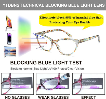 Cat Eye Reading Glasses for Women – Blue Light Blocking Computer Readers with Stylish Glitter Frame, Comfortable Eyeglasses for All Face Shapes