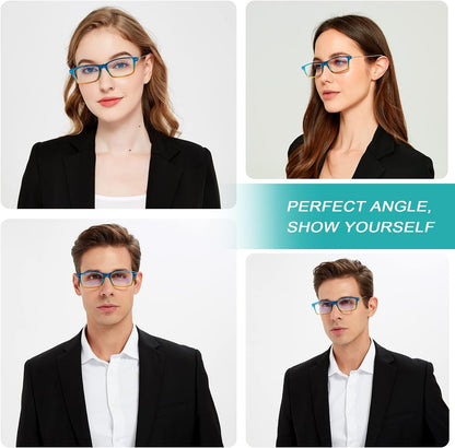 EYEURL Blue Light Blocking Reading Glasses Set of 2 Computer Readers Men and Women Lightweight Trendy Frame Choose Your Magnification +1.5