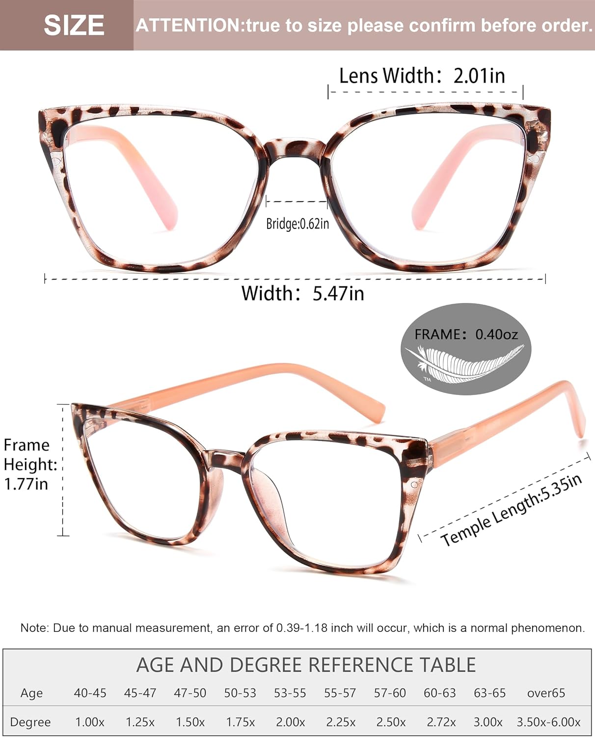 EYEURL 5-Pack Cat Eye Reading Glasses for Women – Fashionable Blue Light Blocking Reading Glasses with Square Frames, Spring Hinges & Magnification