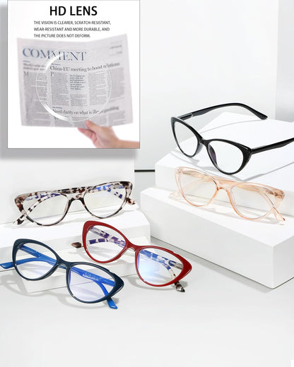 EYEURL Fashion Cat Eye Reading Glasses for Women – 5 Pack Blue Light Blocking Computer Readers with Spring Hinges, Comfortable and Elegant Eyewear