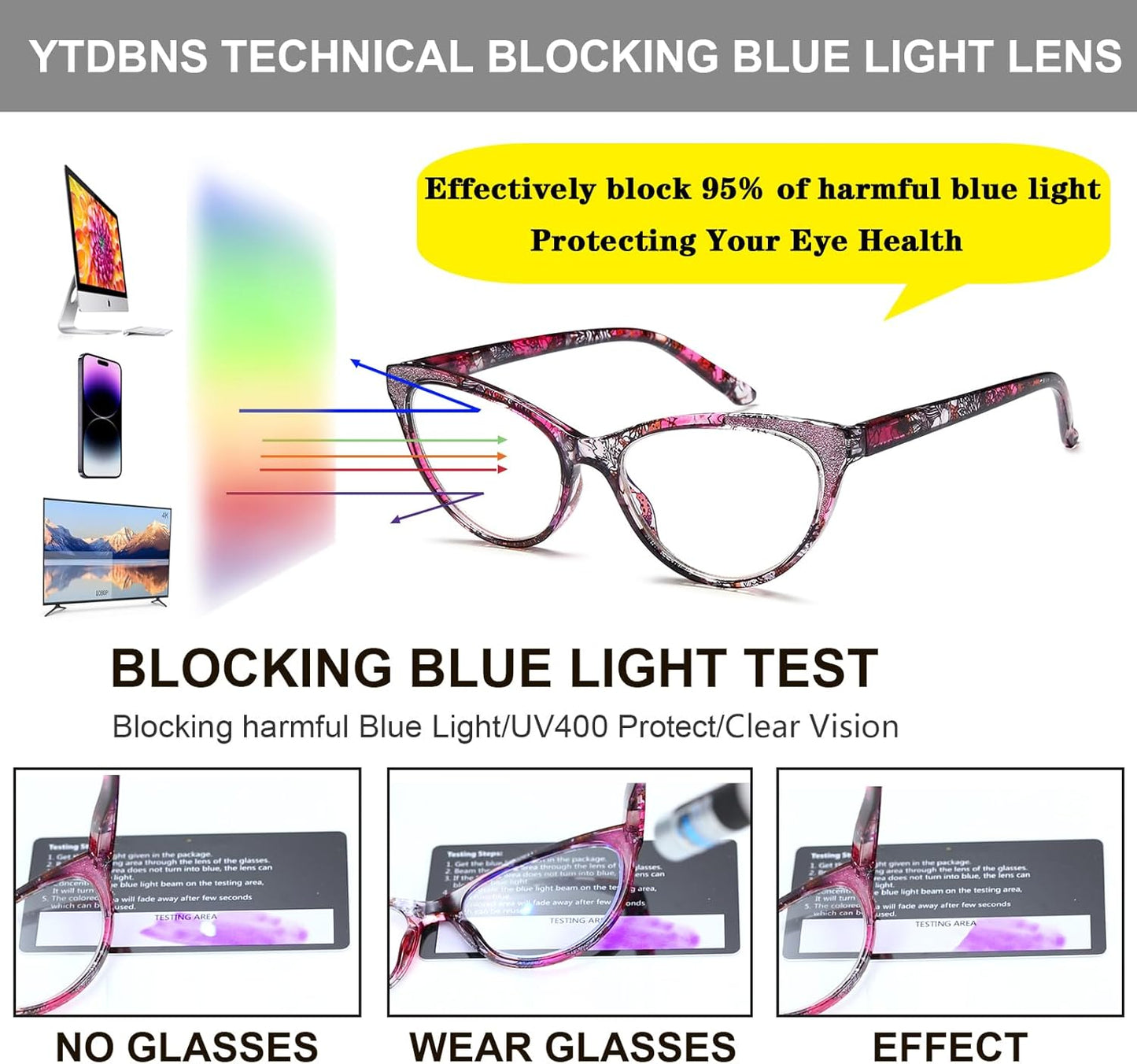 Cat Eye Reading Glasses for Women, Eyeglasses, Blue Light Readers for Women, Computer Eye Glasses, Cheaters, Stylish Glitter Frame for All Face Shapes