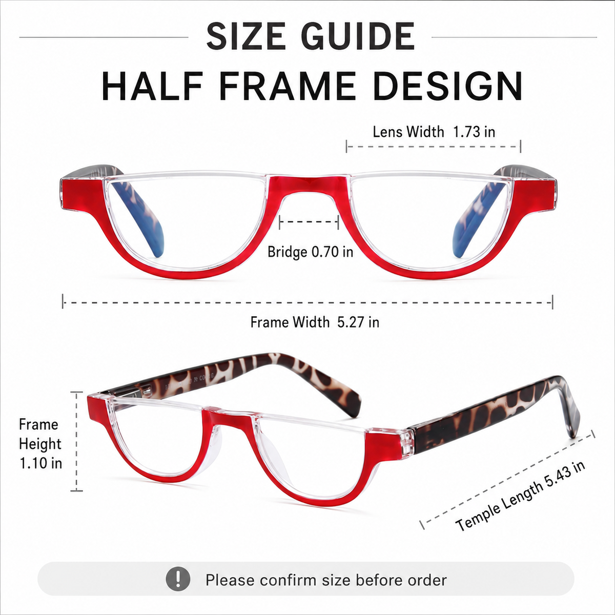 5-Pack Fashion Semi-Rimless Blue-Light Readers for Women - product photo 6