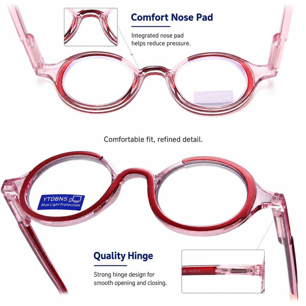 Retro Round Reading Glasses for Men and Women – Blue Light Blocking Computer Readers with Spring Hinges, Anti Eye Strain Stylish Color Frame Design