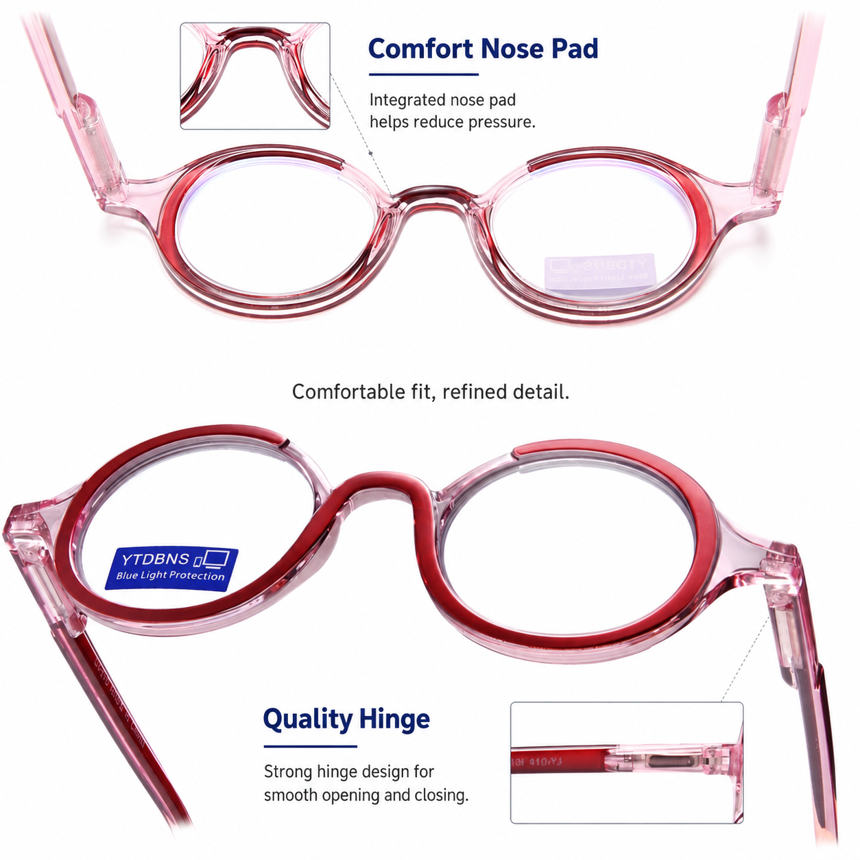 Retro Round Reading Glasses for Men and Women – Blue Light Blocking Computer Readers with Spring Hinges, Anti Eye Strain Stylish Color Frame Design