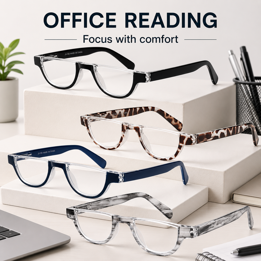 4-Pack Vintage Semi-Rimless Blue-Light Readers for Men - product photo 2