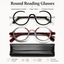 Blue Light Blocking Retro Round Readers for Men & Women – Anti Eye Strain Computer Glasses with Durable Spring Hinges and Trendy Color Frames